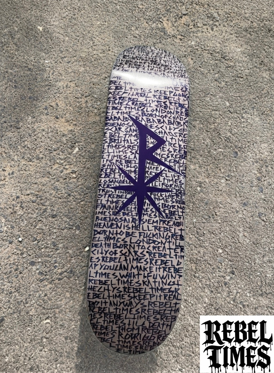 NEW ZOOM RAIN OF SCRIPTS RT SKATEBOARD DECKS.                 Available sizes: 8.0 / 8.25 / 8.5