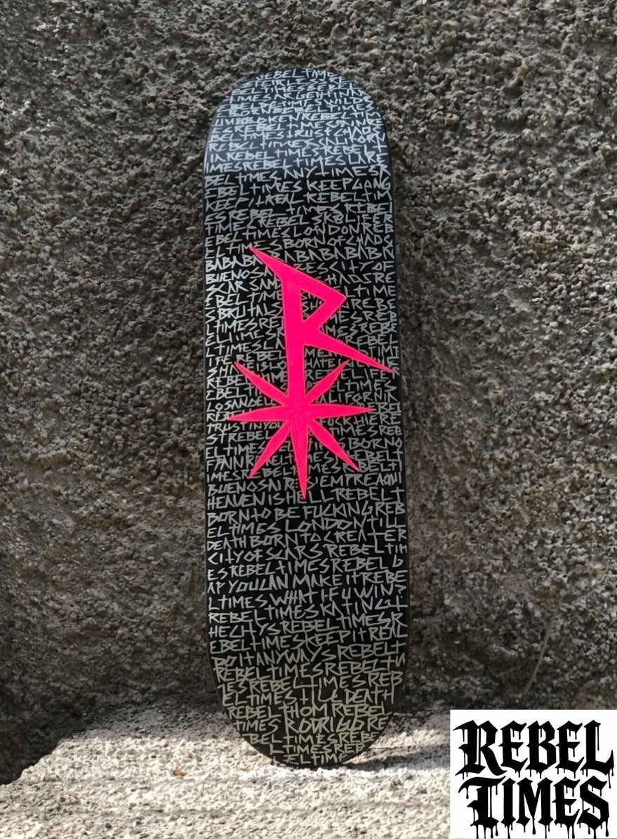 NEW ZOOM RAIN OF SCRIPTS RT SKATEBOARD DECKS.                 Available sizes: 8.0 / 8.25 / 8.5