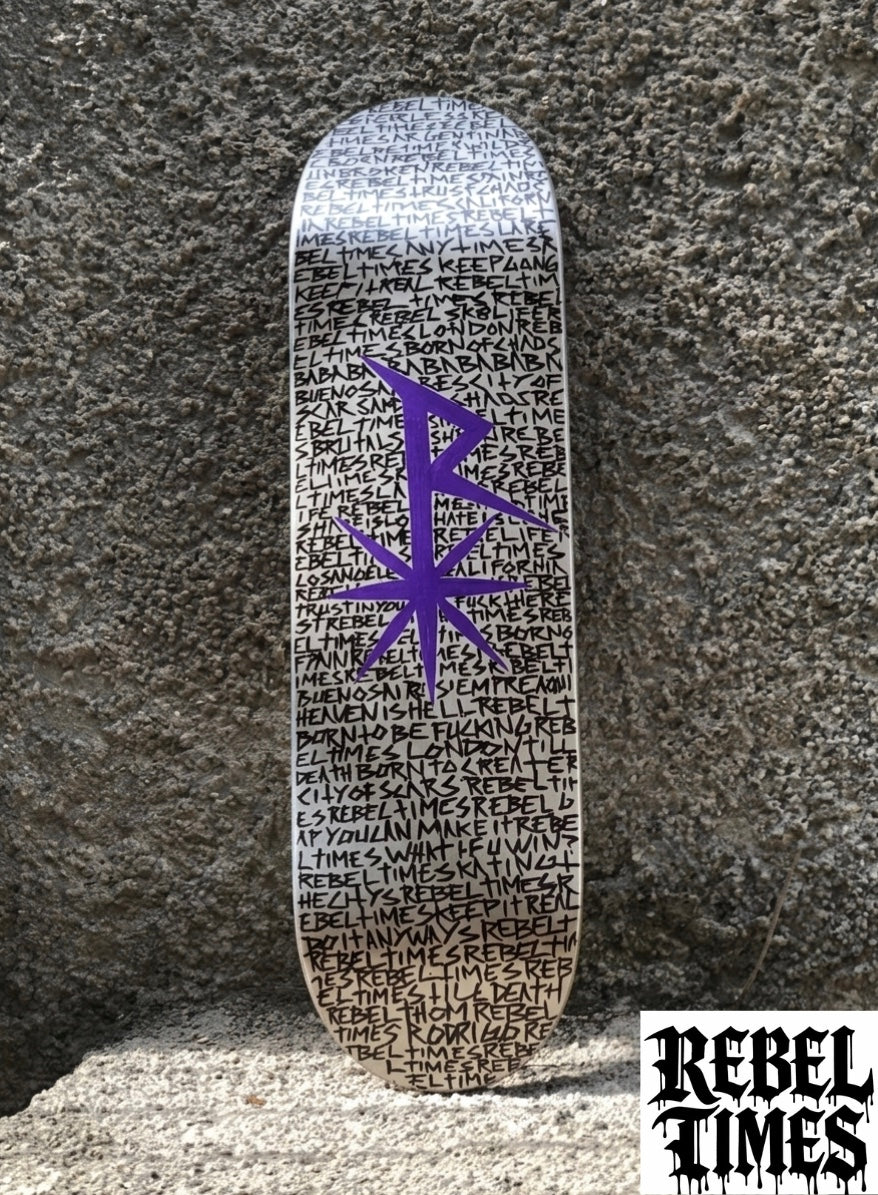 NEW ZOOM RAIN OF SCRIPTS RT SKATEBOARD DECKS.                 Available sizes: 8.0 / 8.25 / 8.5