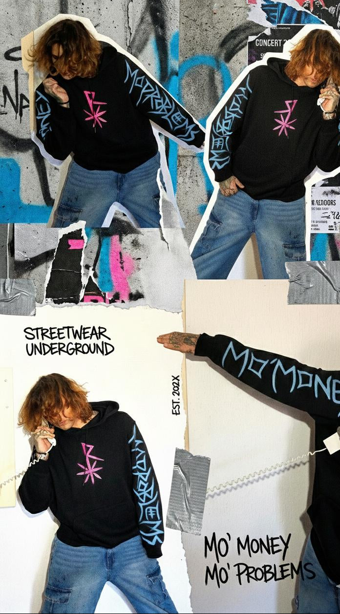 1/1 Rebel Times MO MONEY MO PROBLEMS  - Black &  NEON Pink